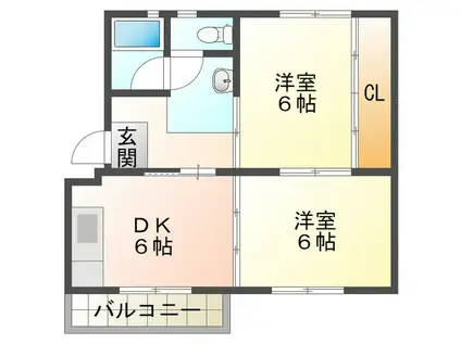 ビレッジハウス笹川8号棟(2DK/4階)の間取り写真