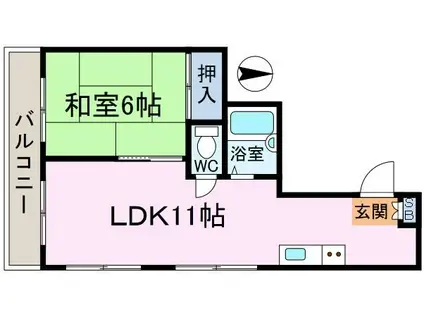 ダイアパレス(1LDK/4階)の間取り写真
