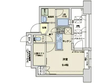 アクタス大手門II(ワンルーム/8階)の間取り写真