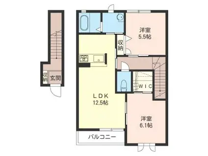 SHAMAISON COTEAU北本(2LDK/2階)の間取り写真