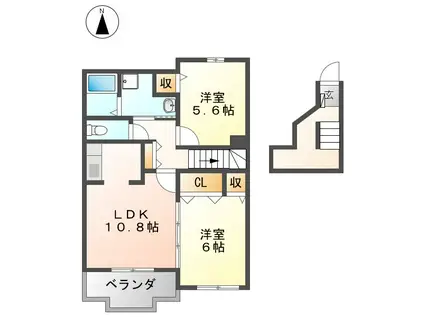 フィールド裕A(2LDK/2階)の間取り写真