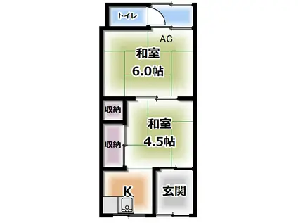 富田文化(2K/1階)の間取り写真