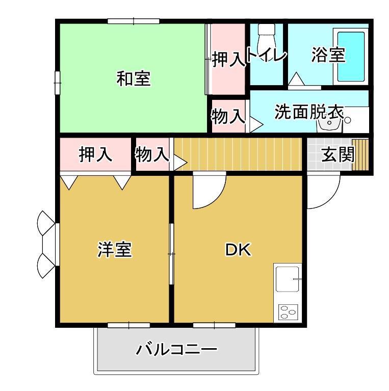 クレセントI番館(2DK/2階)の間取り写真