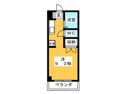 サテライト三共(ワンルーム/2階)の間取り写真