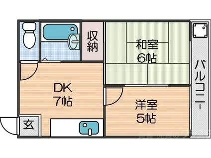 レジデンス近藤(2DK/2階)の間取り写真