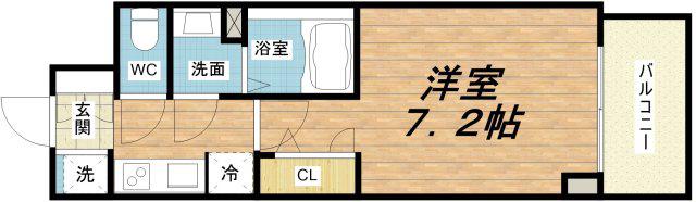 S-RESIDENCE堺筋本町DEUX(1K/2階)の間取り写真