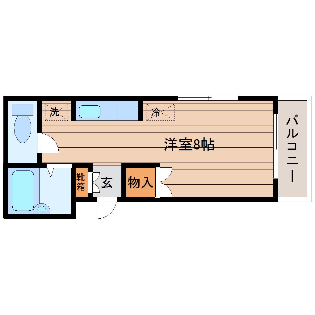 仙台市地下鉄南北線 北仙台駅 徒歩13分 2階建 築29年(ワンルーム/2階)の間取り写真