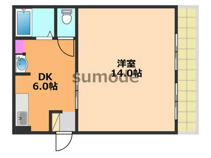 相互マンション(1DK/1階)の間取り写真