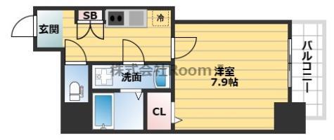 エグゼ堺筋本町(1K/14階)の間取り写真