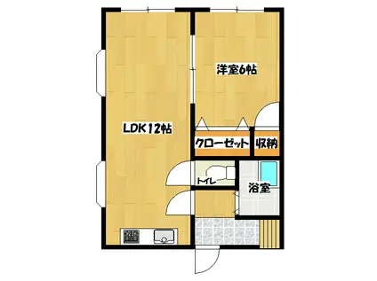 レジデンス富久C(1LDK/2階)の間取り写真