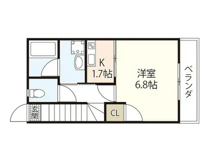 ユニクオーレ五日市II(1K/2階)の間取り写真
