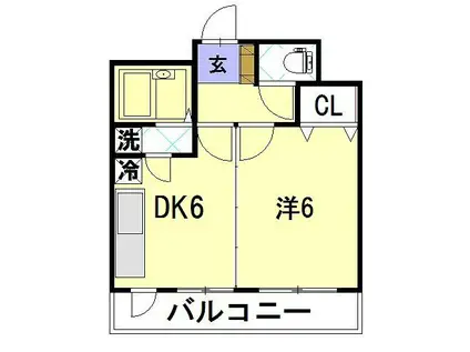 クオーレ中川(1DK/2階)の間取り写真