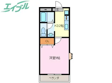 フェニックスグリーン(1K/1階)の間取り写真