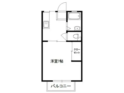 アーバンハイツA棟(1K/2階)の間取り写真
