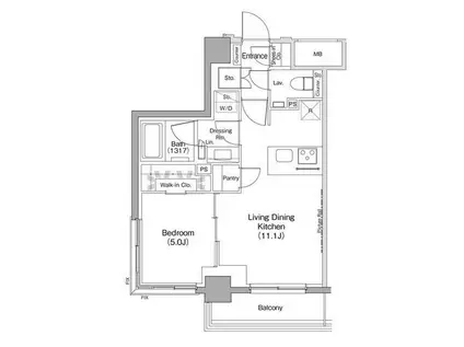 ザ・パークハビオ住吉(1LDK/5階)の間取り写真