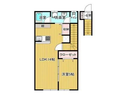 ヴァンクールIII(1LDK/2階)の間取り写真