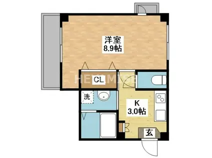 グリーンコート樺島(1K/2階)の間取り写真