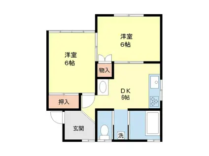 ロック上十川(2DK/1階)の間取り写真