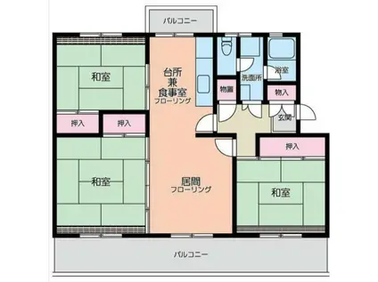 港南台ひばり団地(3LDK/5階)の間取り写真