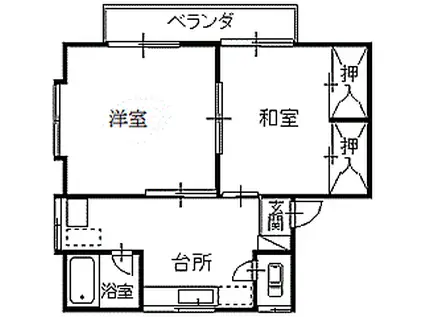 ドリームハウスA(2DK/2階)の間取り写真