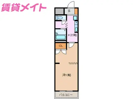 KURIMAマンション(1K/5階)の間取り写真