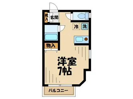 ウィンドスペイス(1K/1階)の間取り写真