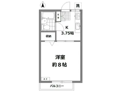 ハイツ鈴木(1K/1階)の間取り写真