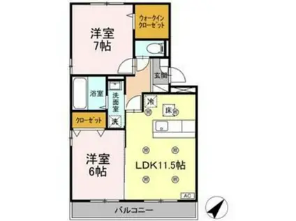 ロイヤルブルー(2LDK/1階)の間取り写真