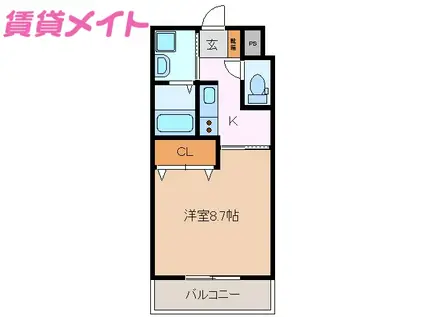 ルシエール(1K/1階)の間取り写真