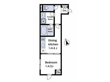 ラヴィエール上中里(1DK/1階)の間取り写真