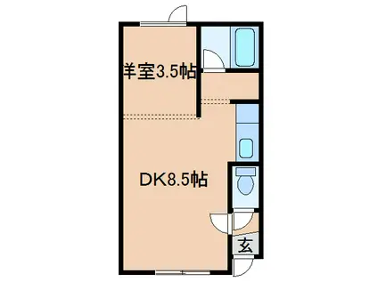 パークサイドV(1DK/2階)の間取り写真