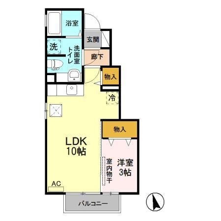 アークヒルズA(1LDK/1階)の間取り写真