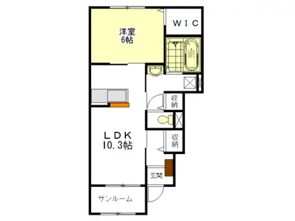 第三東雲 A棟・B棟(1LDK/1階)の間取り写真