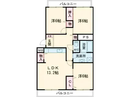 MESSAGE桜橋(3LDK/4階)の間取り写真