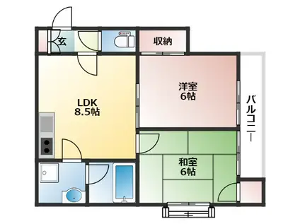 メゾン朝陽(2LDK/1階)の間取り写真