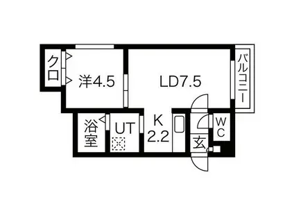 ランドヒルズ(1LDK/4階)の間取り写真