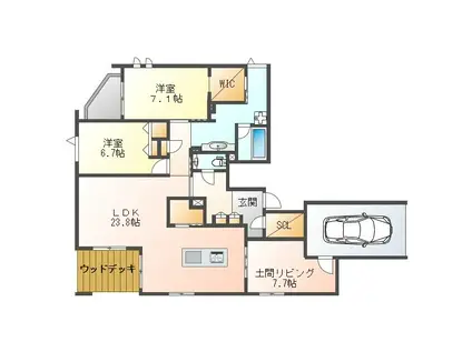 ハムステッド メゾン(2LDK/1階)の間取り写真