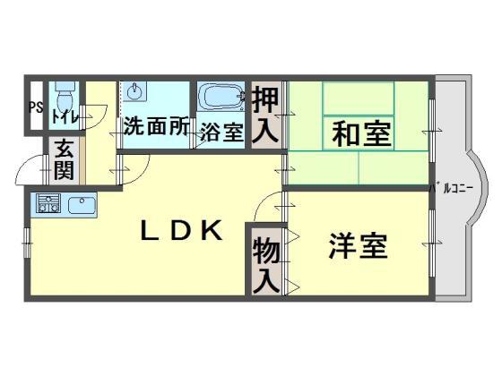 オーク岸和田(2LDK/2階)の間取り写真