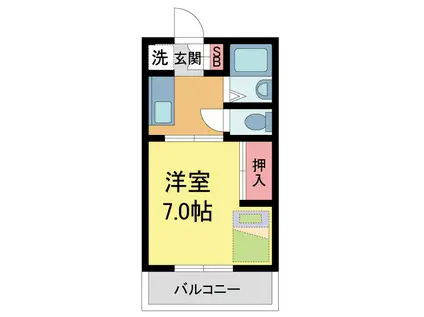 コートアゼリア(1DK/2階)の間取り写真