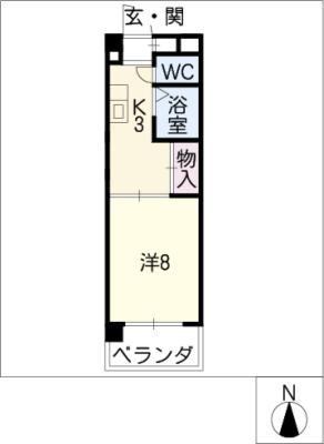コーポ牧の里(1K/2階)の間取り写真