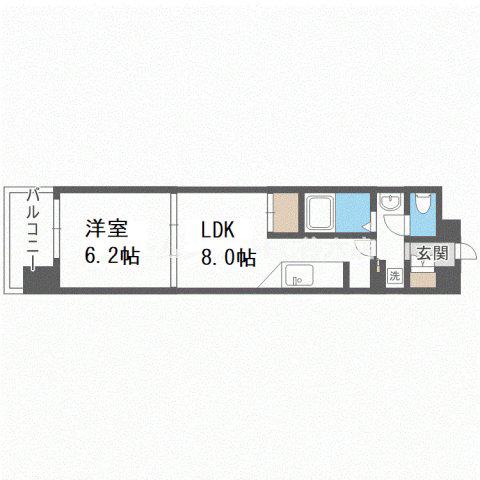 コンソラーレ 同心(1LDK/3階)の間取り写真