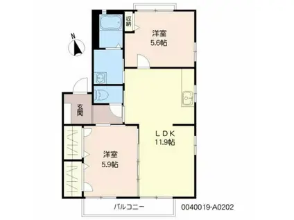 ディアスF(2LDK/2階)の間取り写真