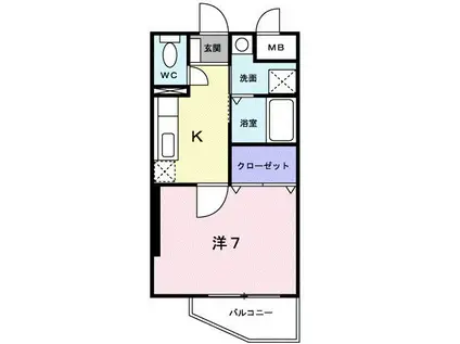 エスポワールヒル(1K/1階)の間取り写真