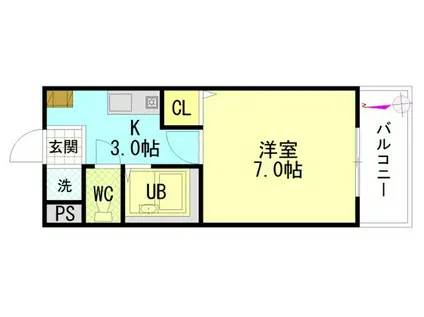 ソレイユ寺井(1K/3階)の間取り写真