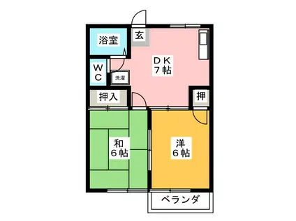 ベルメゾン(2DK/2階)の間取り写真