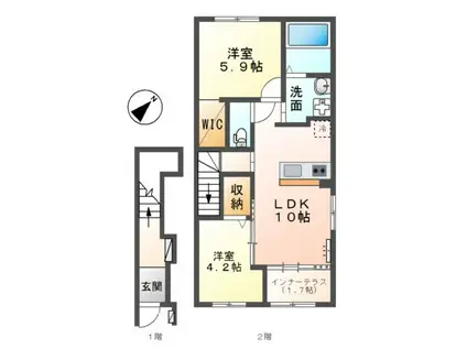 グランハイツN(2LDK/2階)の間取り写真