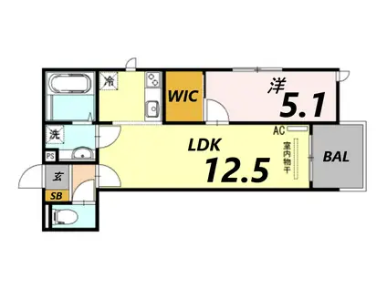カーサフォレスタ塚口(1LDK/2階)の間取り写真