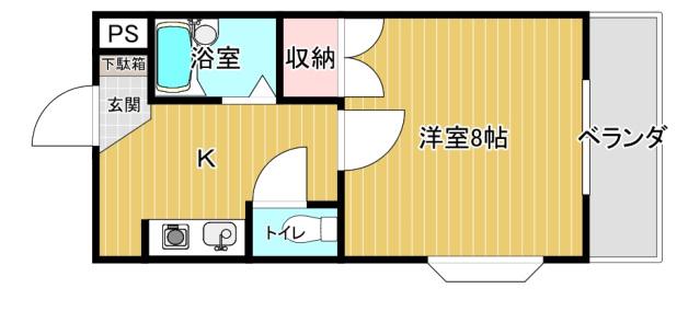 クレール谷本(1K/2階)の間取り写真