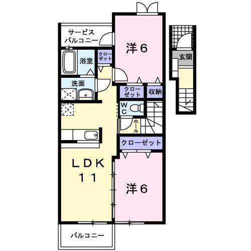 グリーンフォレストII(2LDK/2階)の間取り写真