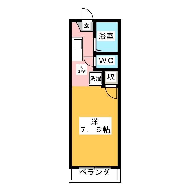 ノバビュー東海(ワンルーム/1階)の間取り写真